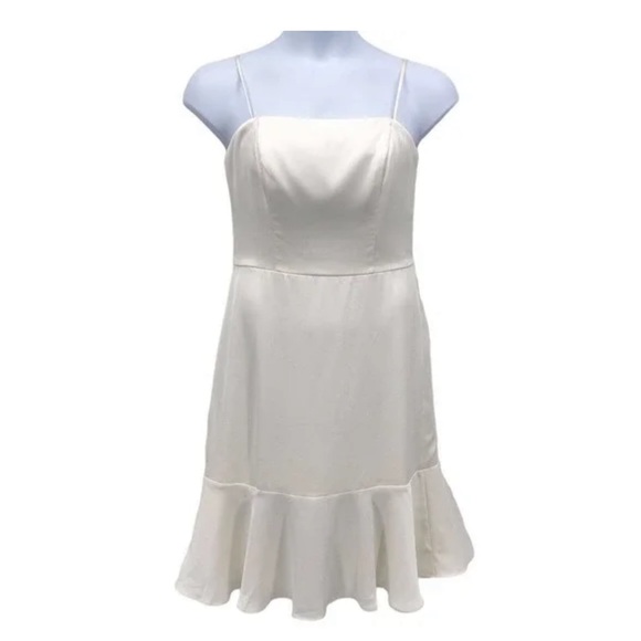 Hayley Paige Occasion NWT Ivory Spaghetti Strap Midi Dress Ruffle 52100 - Picture 2 of 5